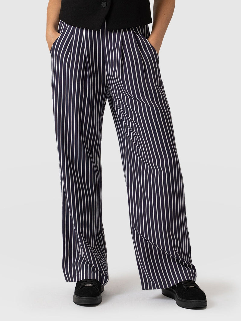 Sloane Pant Navy Mini Stripe - Women's Trousers | Saint + Sofia® EU