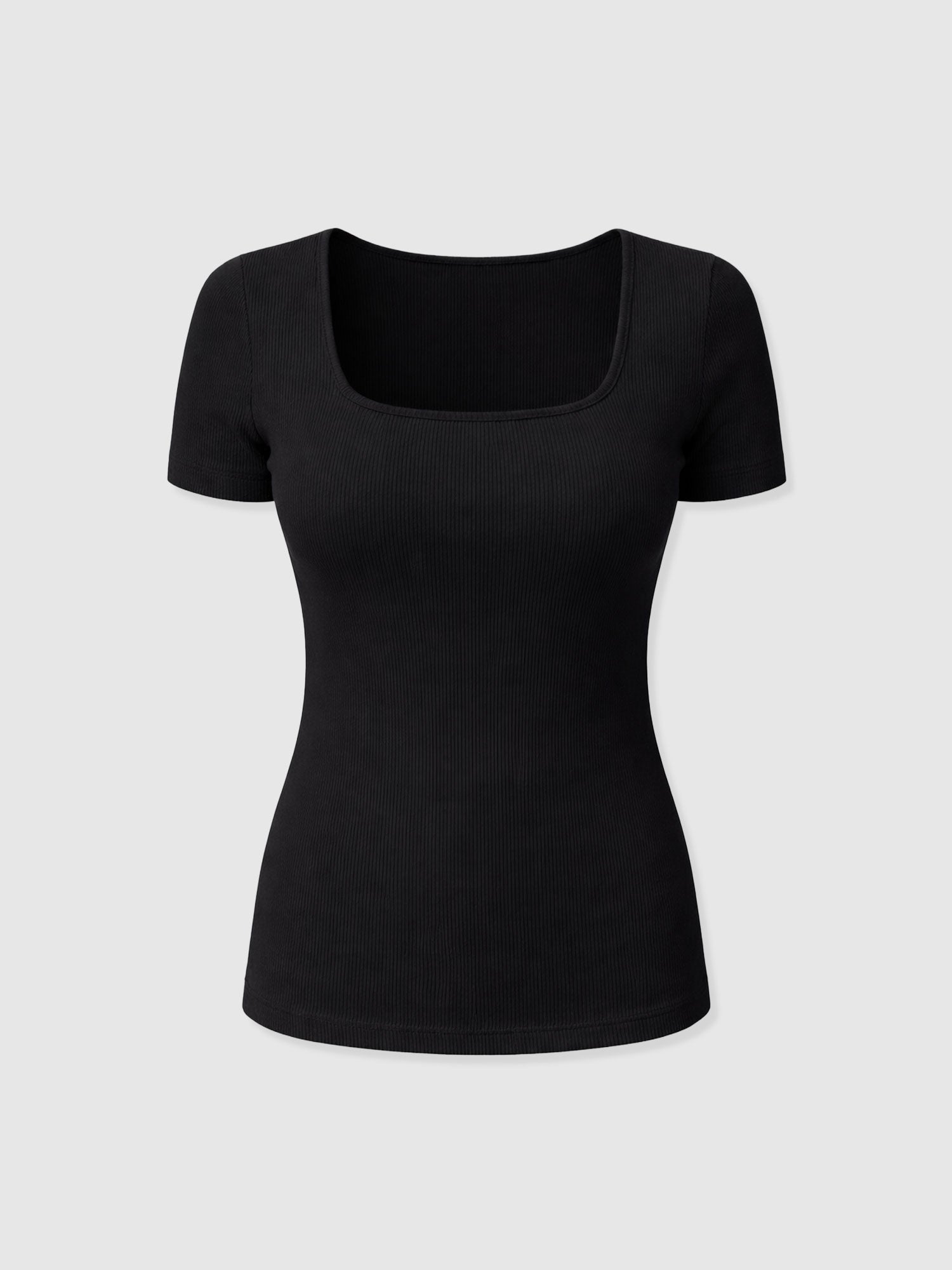 Sloane Ribbed Short Sleeve Tee - Black - Women's T-shirts | Saint + Sofia® EU