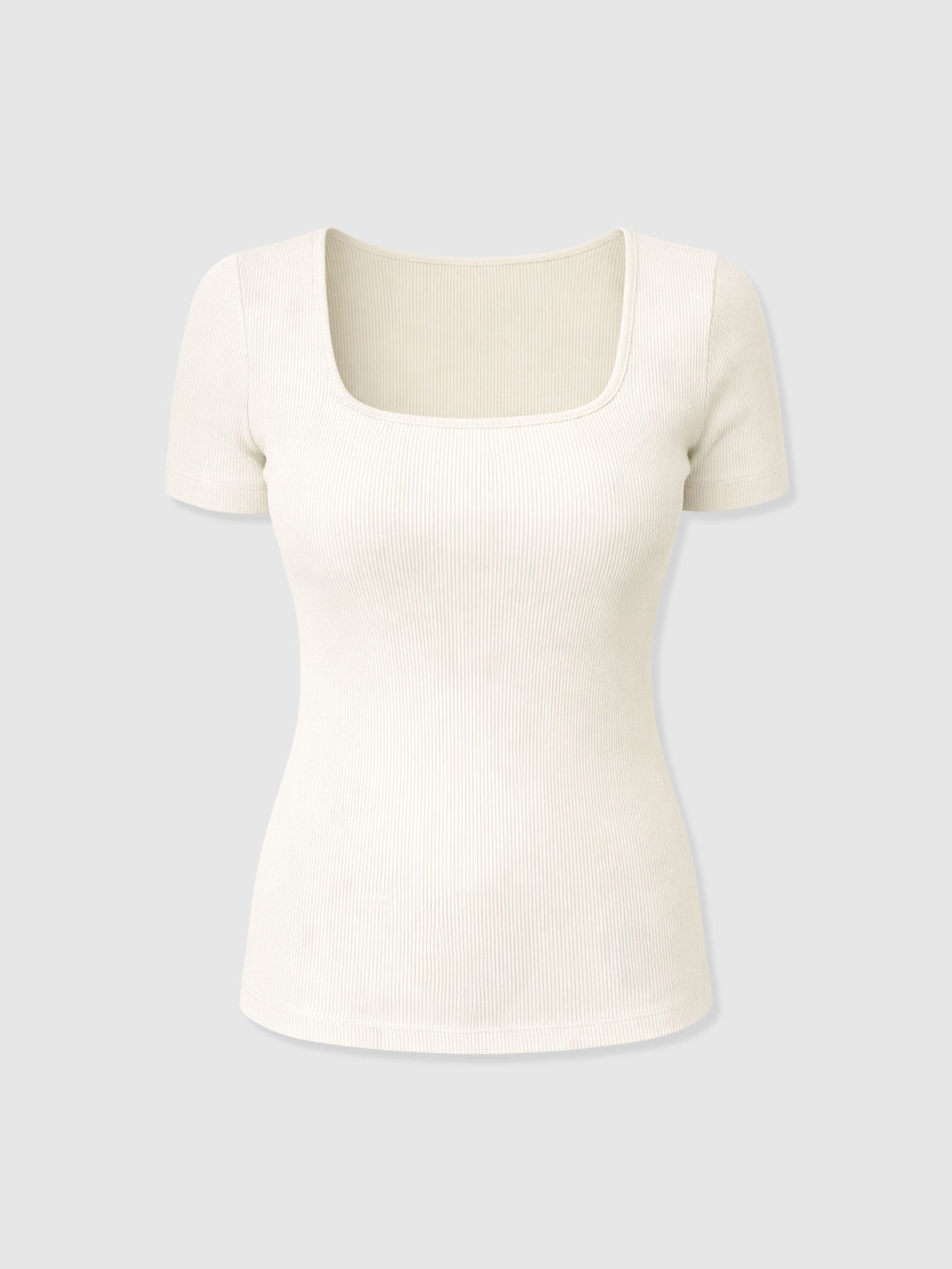 Sloane Ribbed Short Sleeve Tee - Cream - Women's T-shirts | Saint + Sofia® EU
