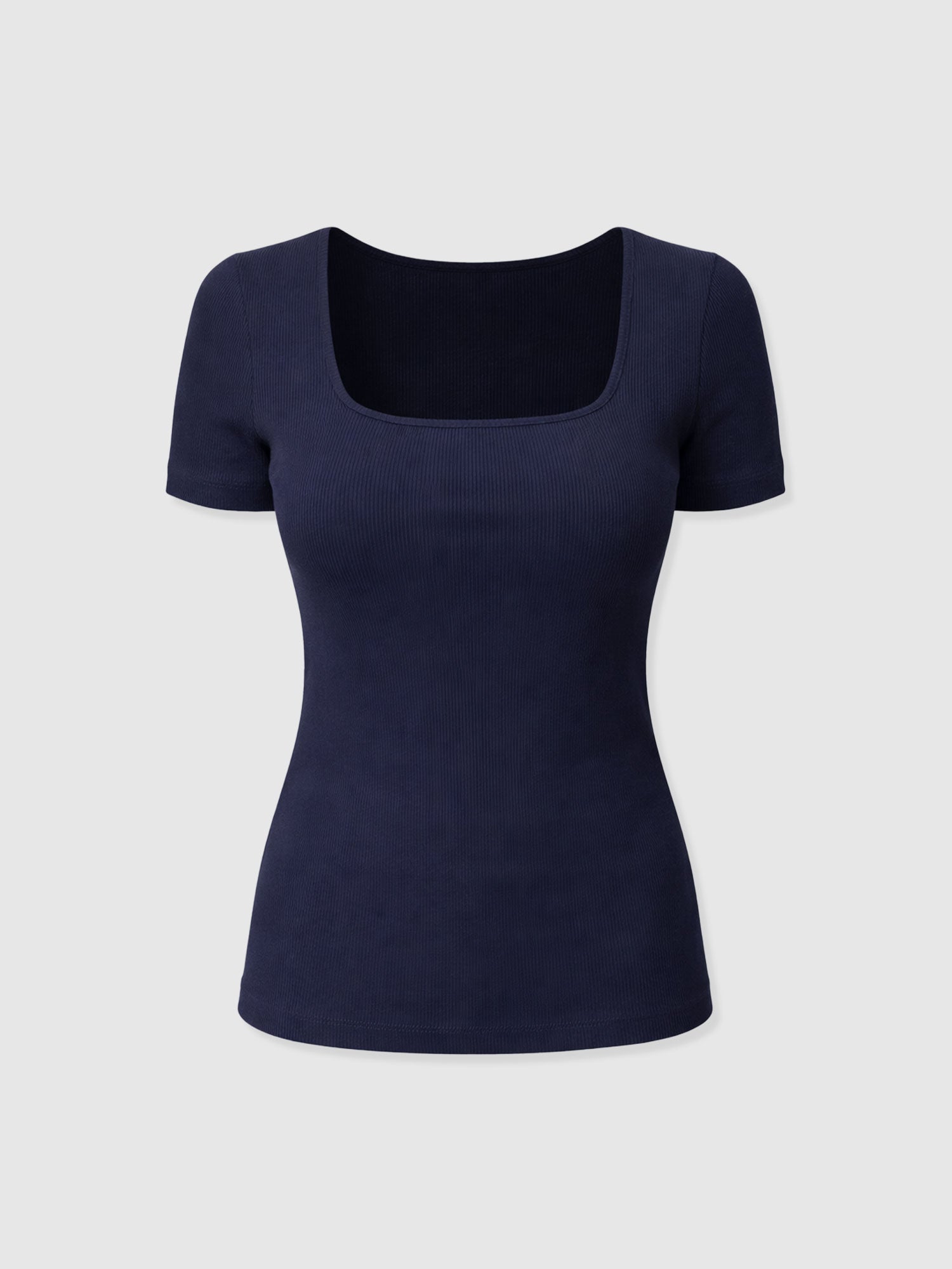 Sloane Ribbed Short Sleeve Tee - Navy - Women's T-shirts | Saint + Sofia® EU