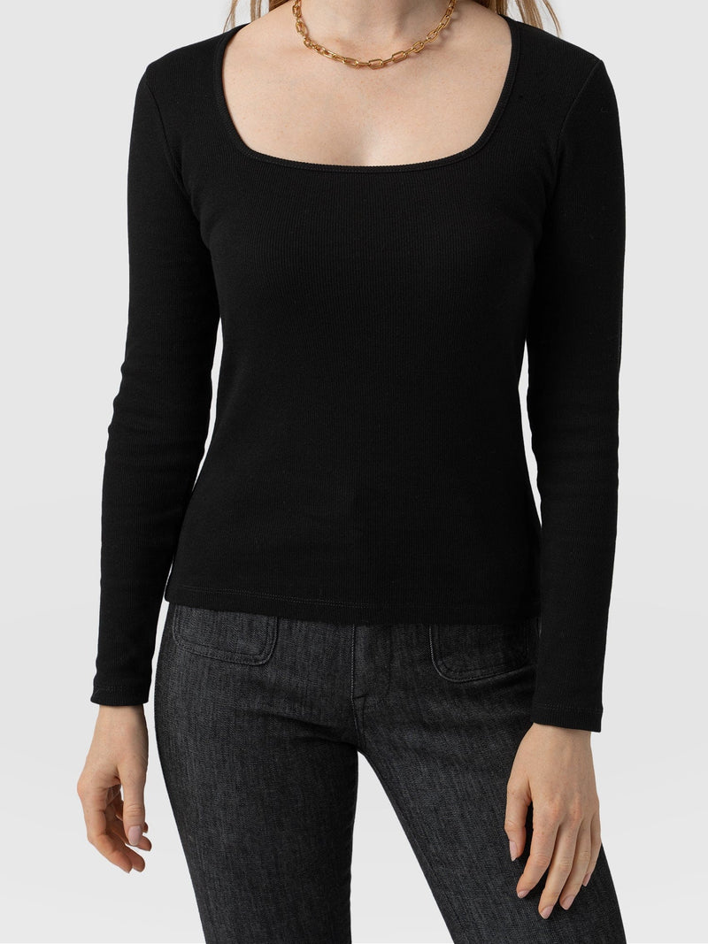 Sloane Ribbed Top Black - Women's Tops | Saint + Sofia® EU