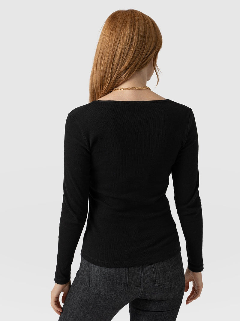 Sloane Ribbed Top Black - Women's Tops | Saint + Sofia® EU