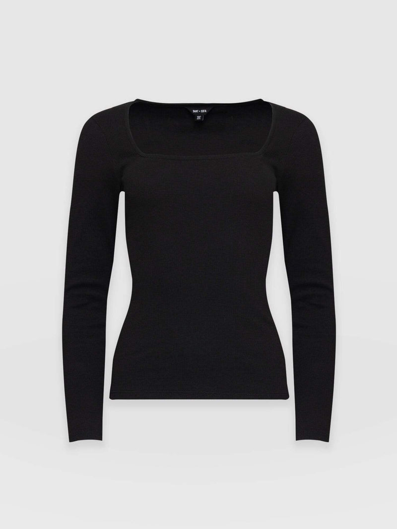 Sloane Ribbed Top Black - Women's Tops | Saint + Sofia® EU