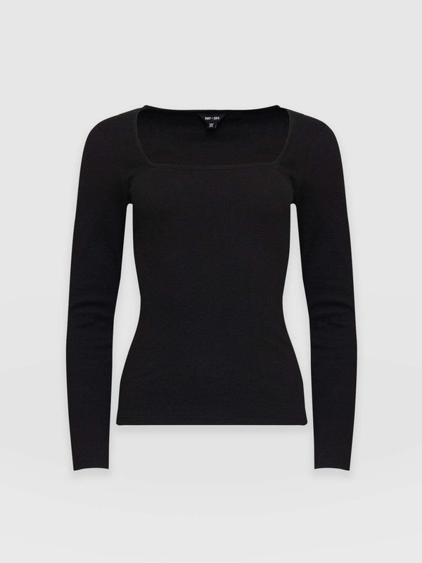 Sloane Ribbed Top Black - Women's Tops | Saint + Sofia® UK