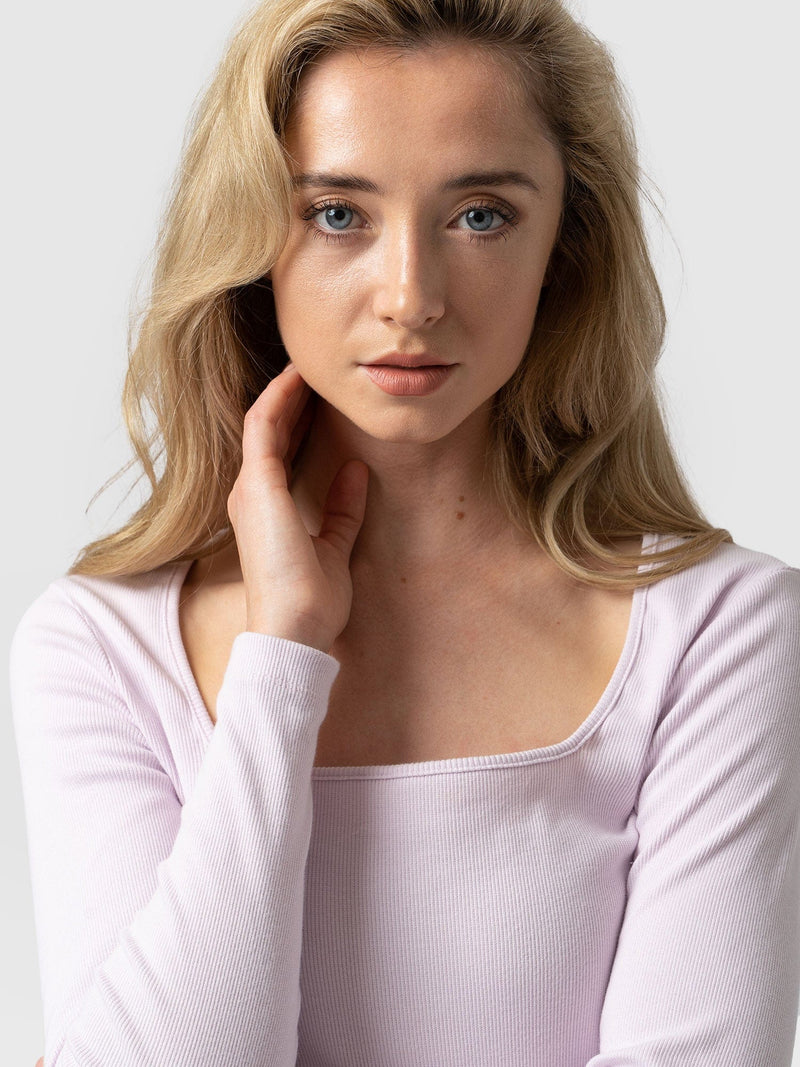 Sloane Ribbed Top Lilac - Women's Tops | Saint + Sofia® UK