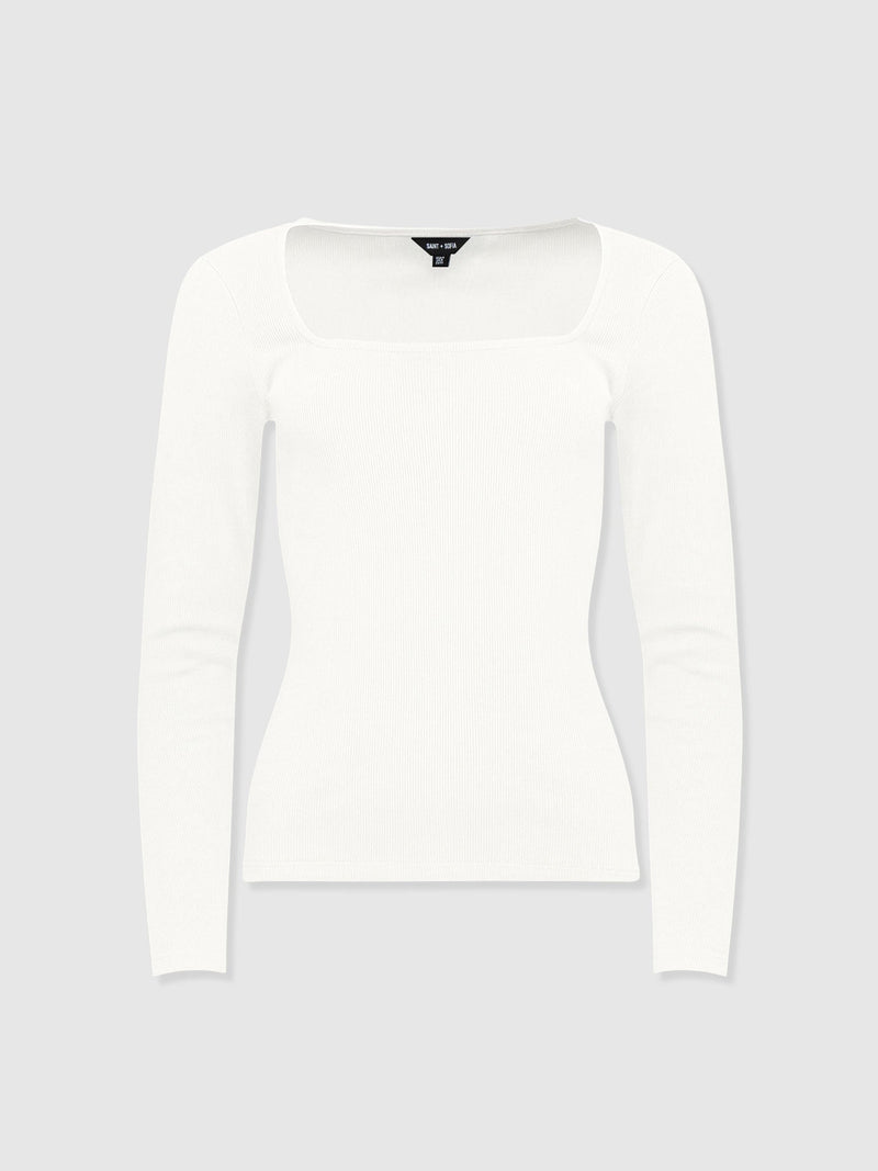 Sloane Ribbed Top - White - Women's T-shirts | Saint + Sofia® EU