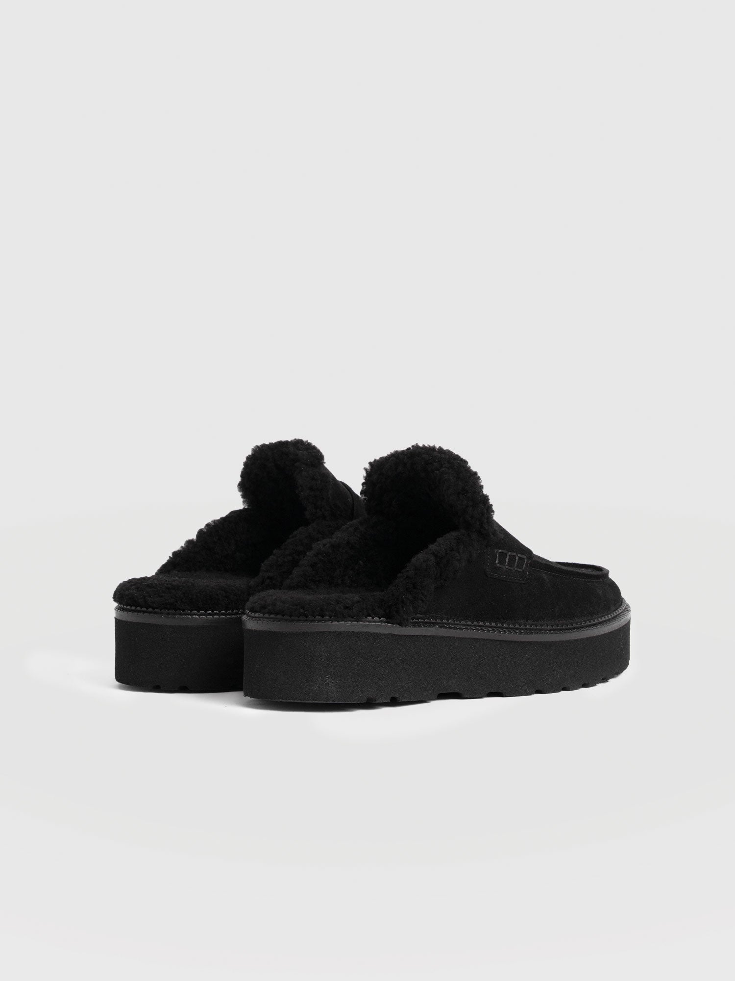 Sloane Shearling Clog - Black - Women's Shoes | Saint + Sofia® EU