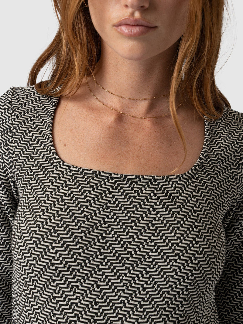 Sloane Textured Top Cream Lurex Jacquard - Women's T-Shirts | Saint + Sofia® EU