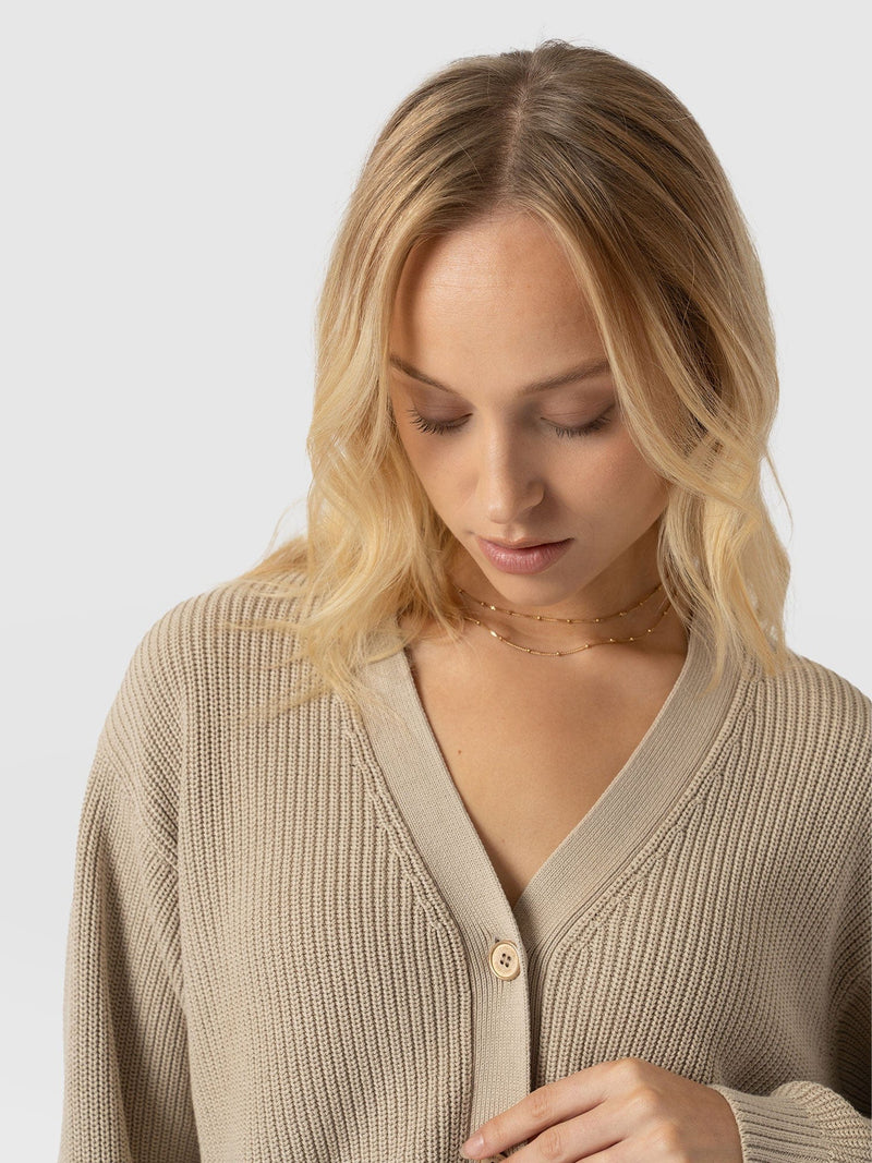 Soho Crop Cardigan Beige - Women's Cardigans | Saint + Sofia® EU