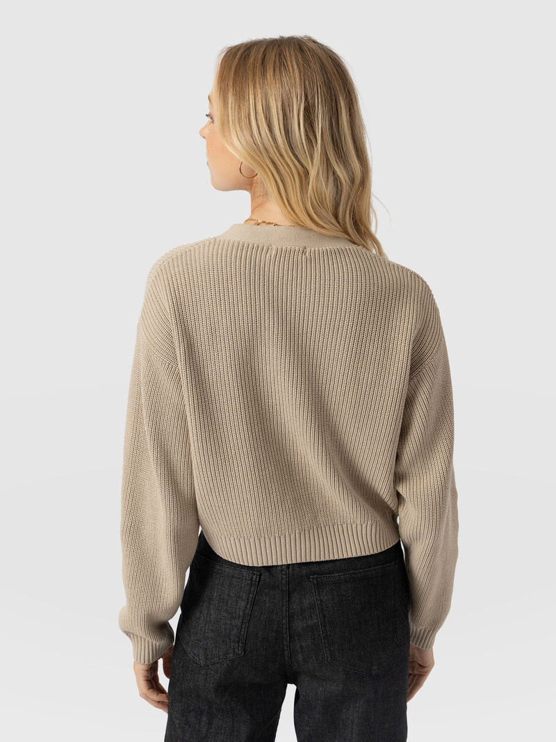 Soho Crop Cardigan Beige - Women's Cardigans | Saint + Sofia® EU