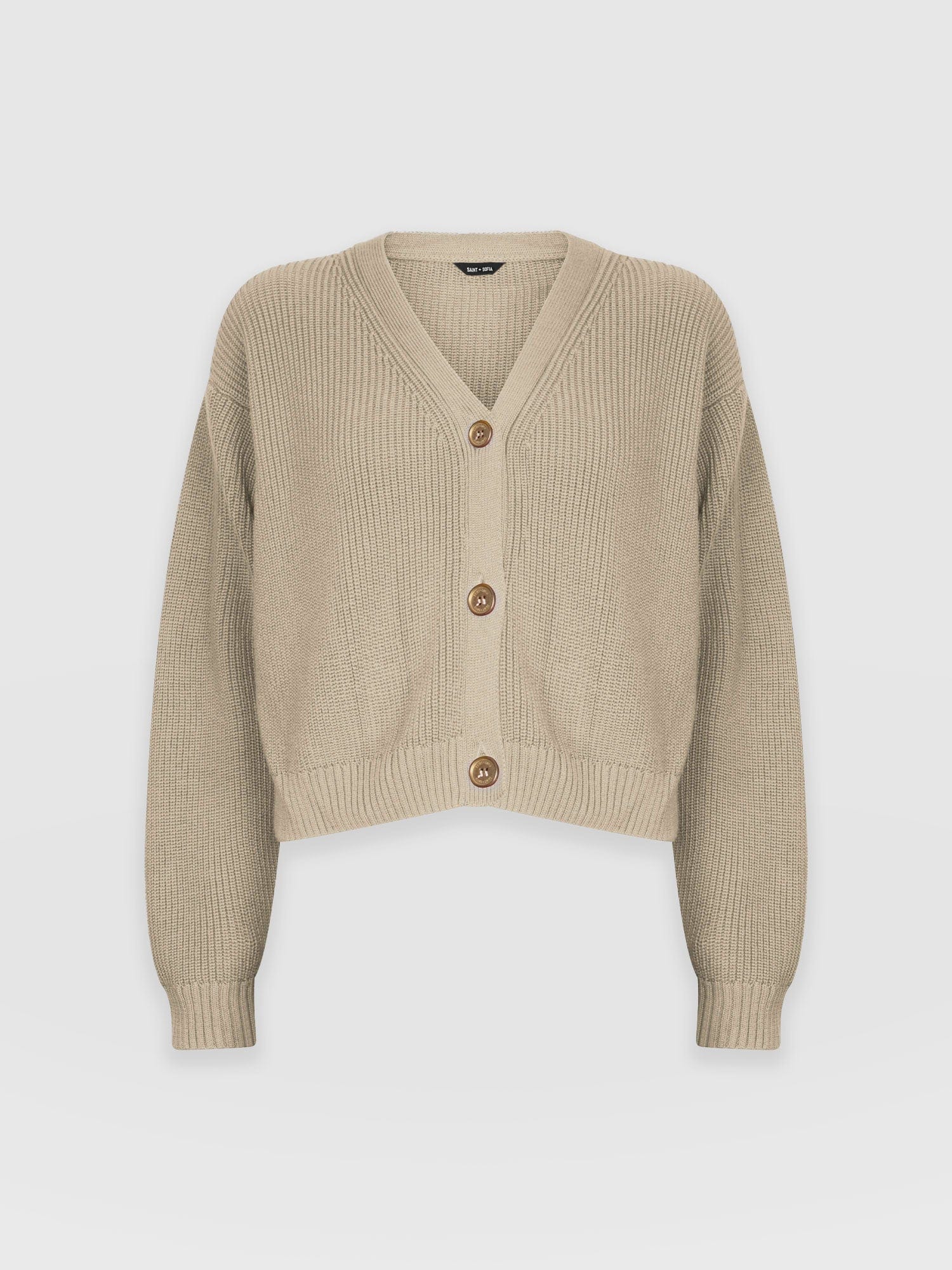 Soho Crop Cardigan Beige - Women's Cardigans | Saint + Sofia® EU