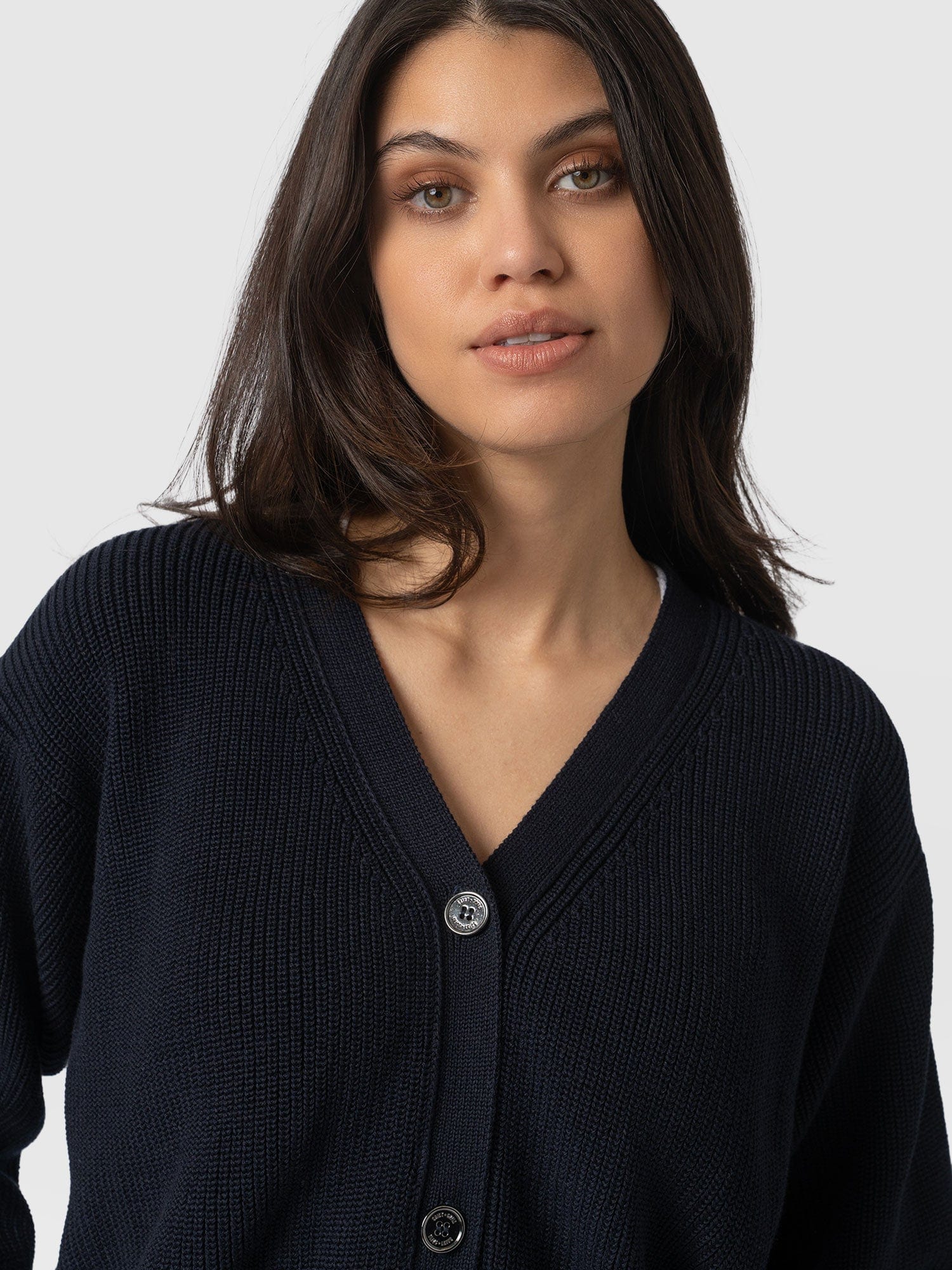 Soho Crop Cardigan Navy - Women's Cardigans | Saint + Sofia® EU