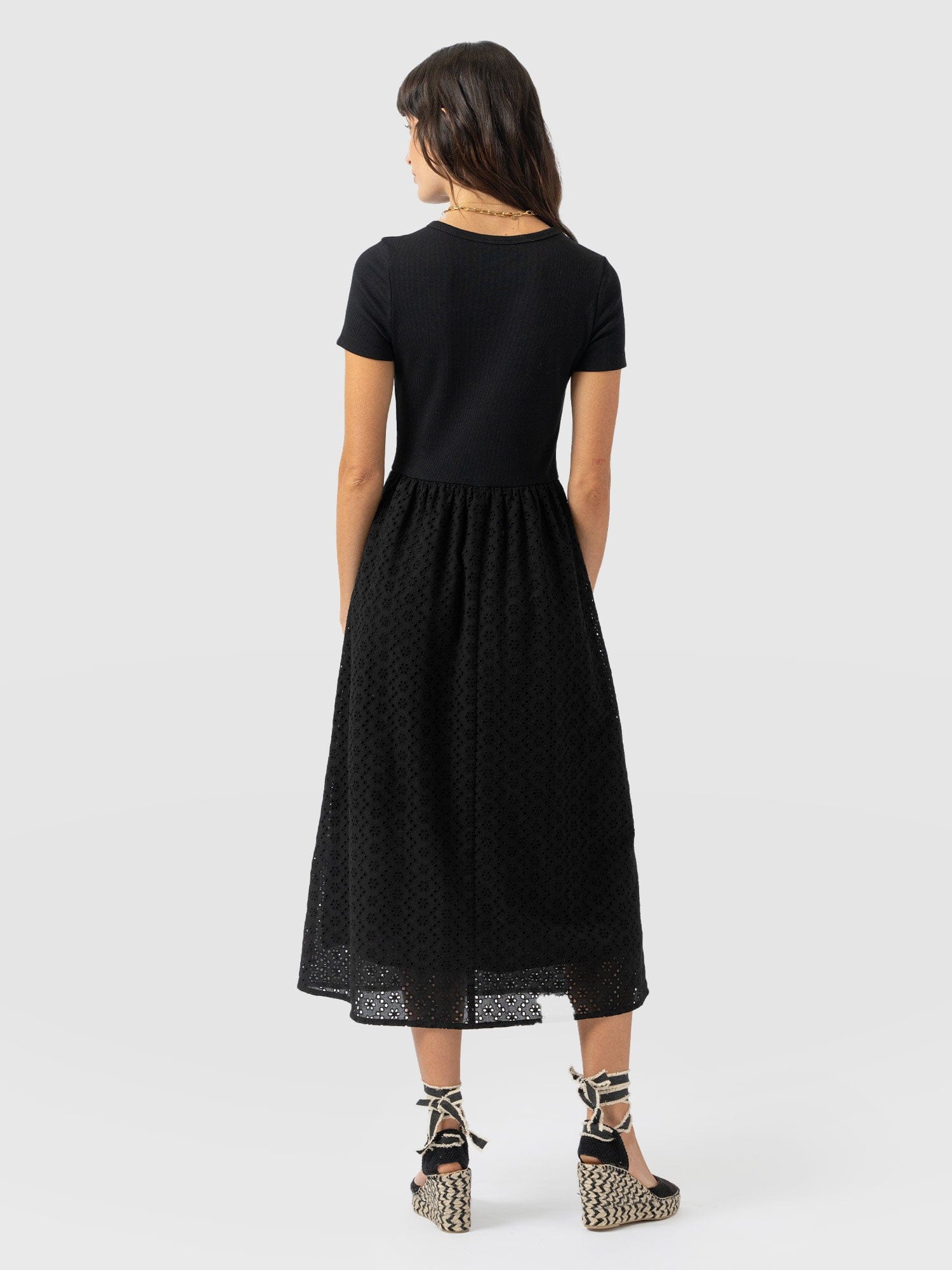Sophia Contrast Dress - Black Broderie - Women's Dresses | Saint + Sofia® EU