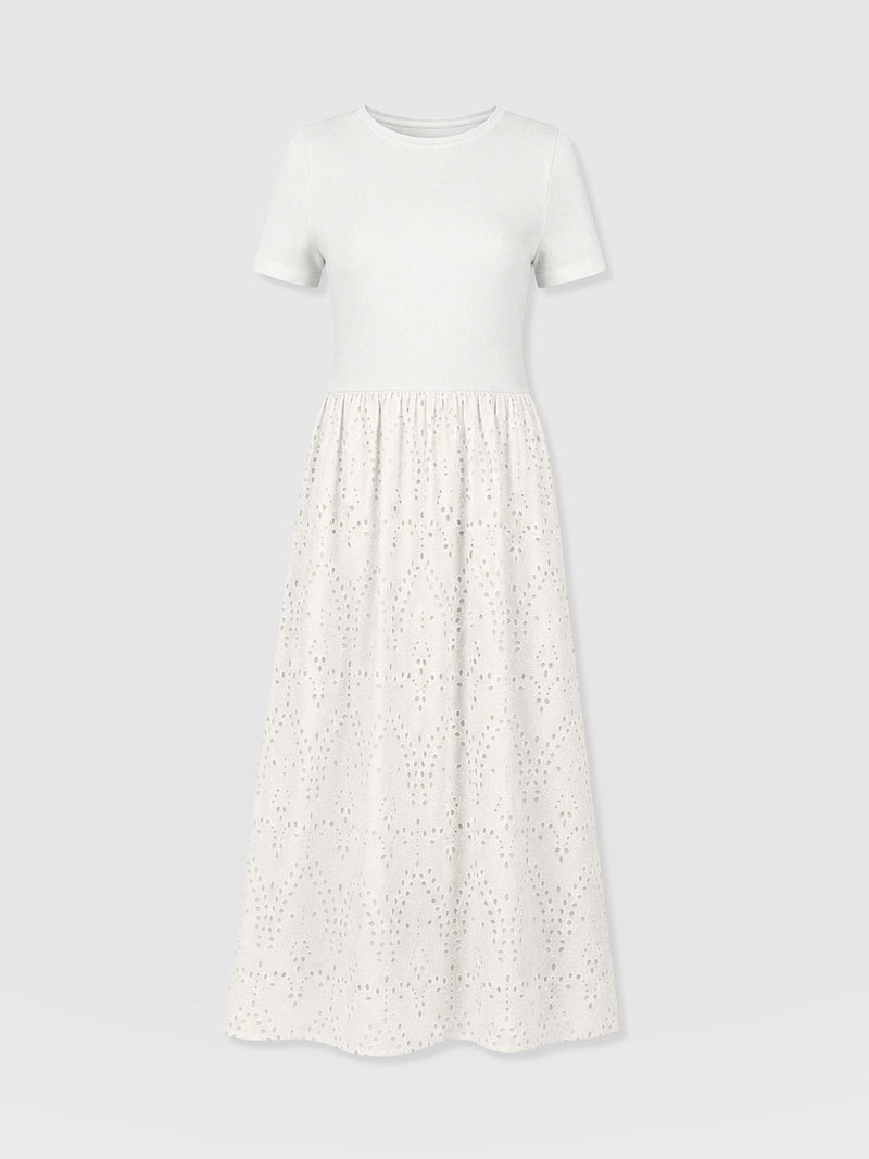 Sophia Contrast Dress - White Broderie - Women's Dresses | Saint and Sofia® EU