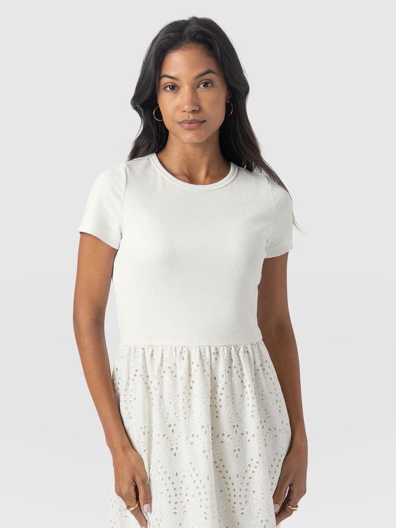 Sophia Contrast Dress - White Broderie - Women's Dresses | Saint + Sofia® EU