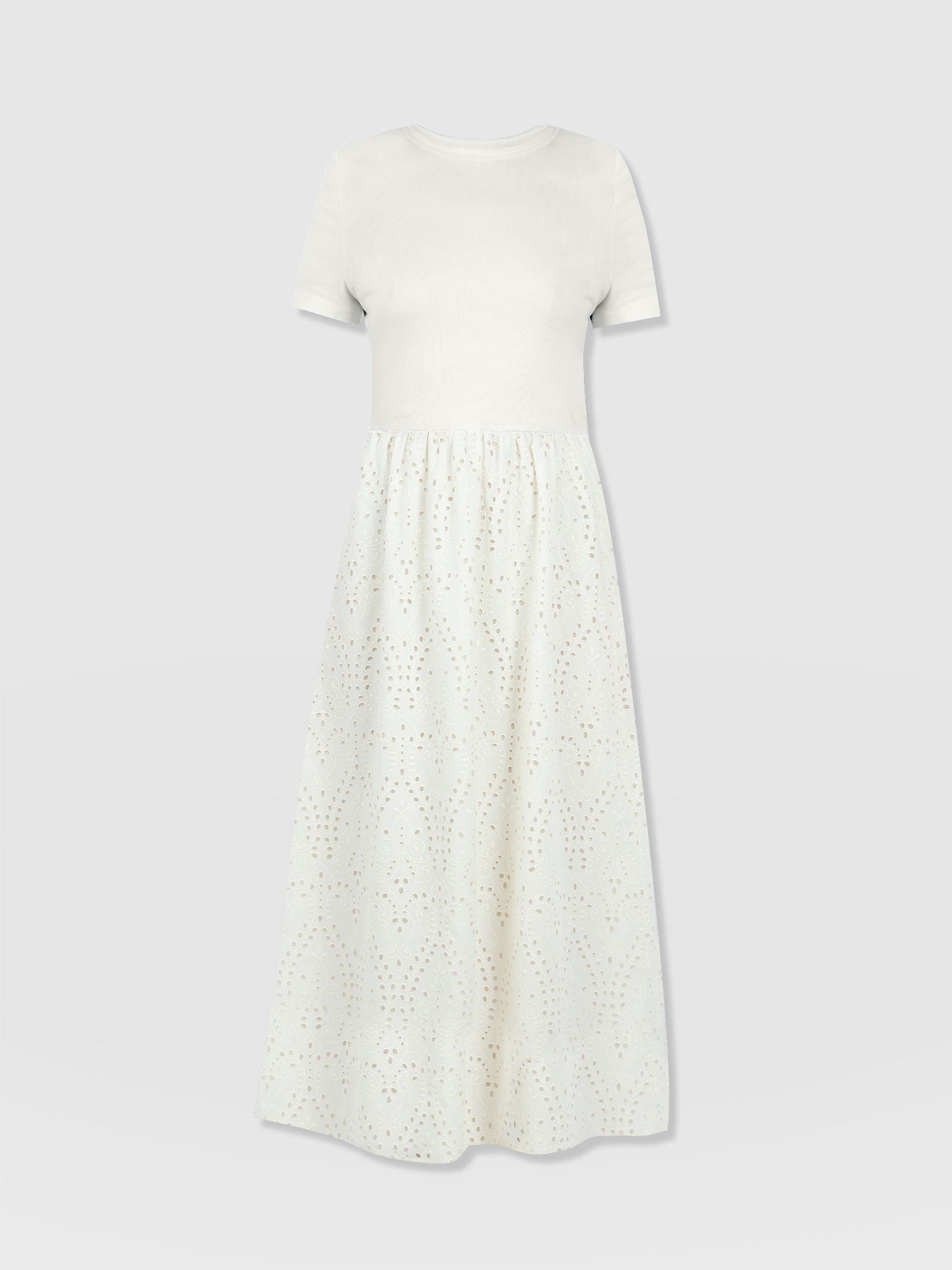 Sophia Contrast Dress - White Broderie - Women's Dresses | Saint + Sofia® EU