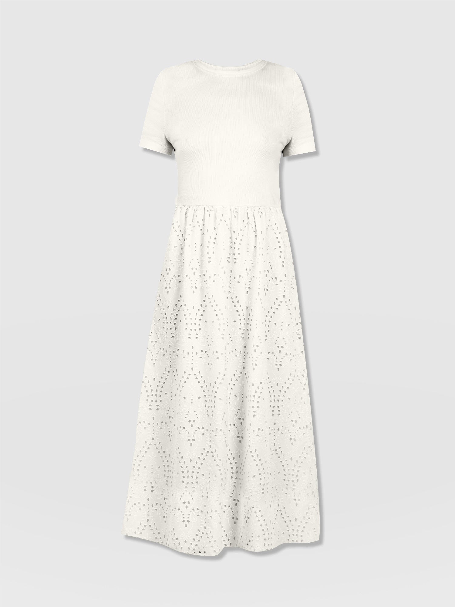 Sophia Contrast Dress - White Broderie - Women's Dresses | Saint + Sofia® EU
