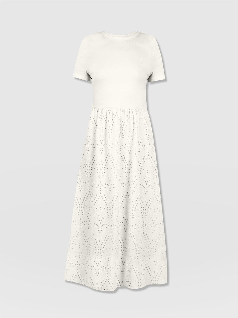 Sophia Contrast Dress - White Broderie - Women's Dresses | Saint + Sofia® EU
