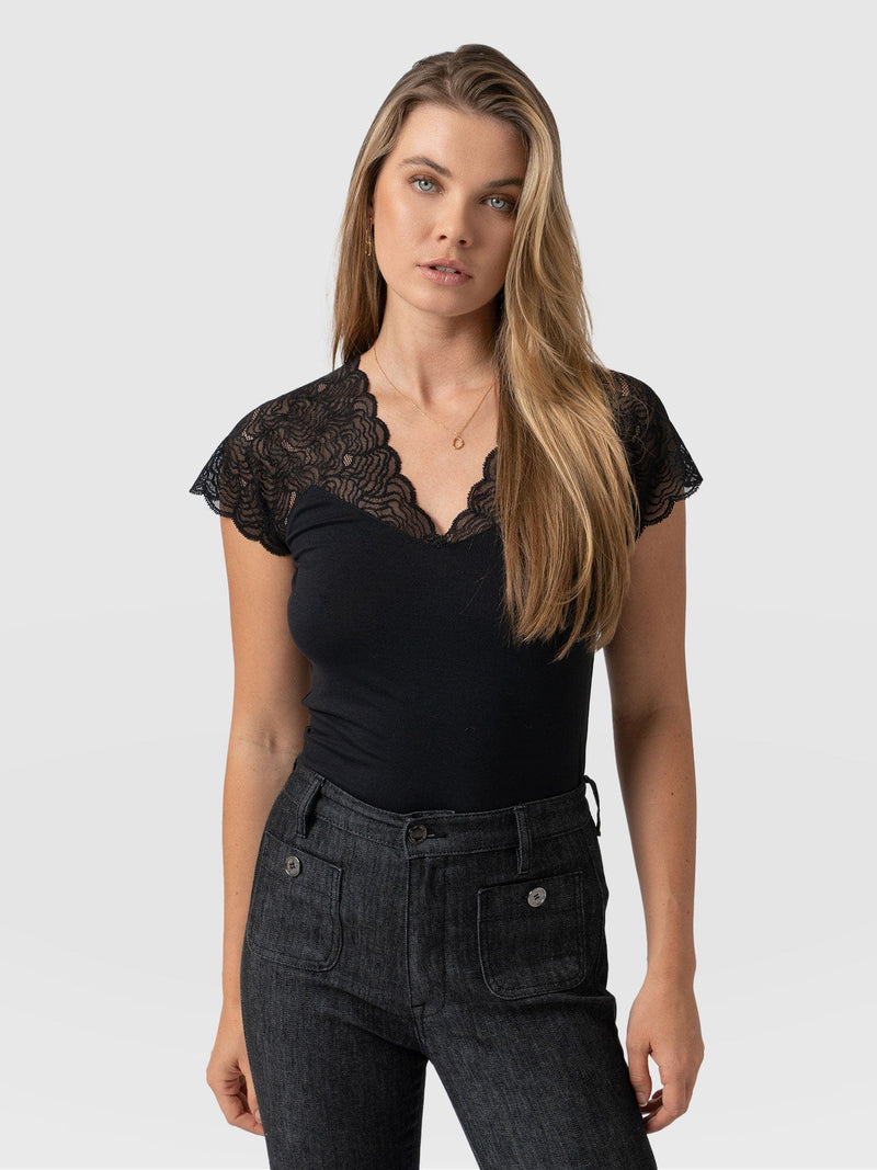 Sophia Lace Tee Black - Women's Tops | Saint + Sofia® EU