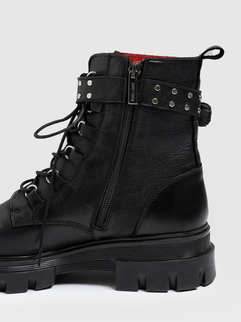 Southbank Studded Boot Black - Women's Leather Boots | Saint + Sofia® EU