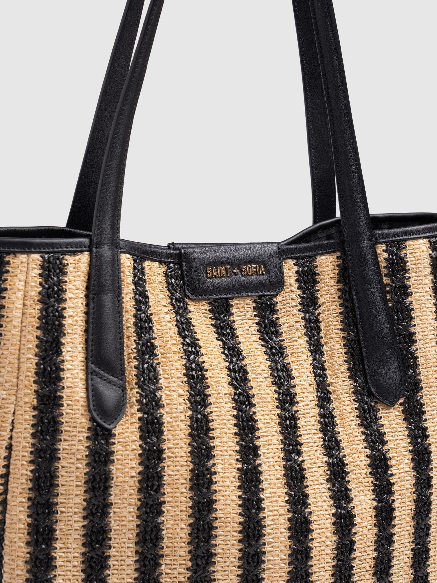 Stella Shopper Bag - Black Raffia - Women's Handbags | Saint + Sofia® EU