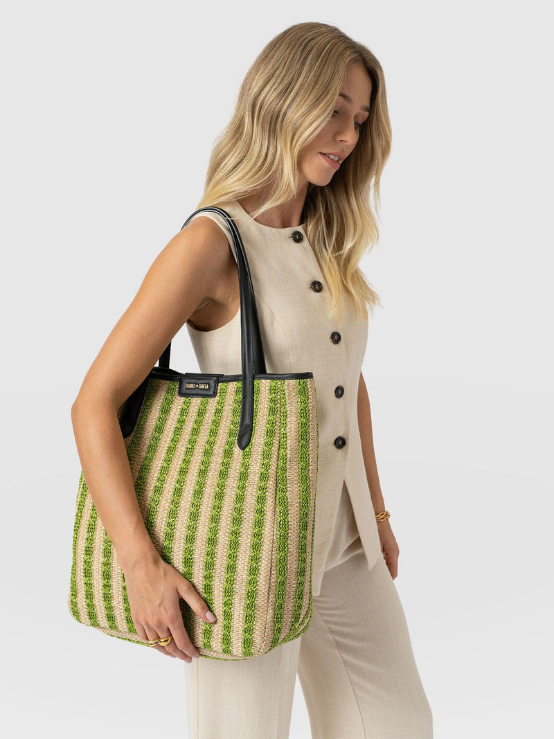 Stella Shopper Bag - Green Raffia - Women's Handbags | Saint + Sofia® EU