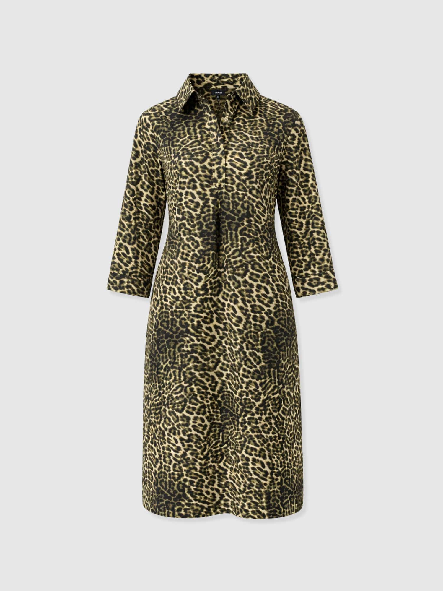Stevie Shirt Dress - Green Leopard - Women's Dresses | Saint + Sofia® EU