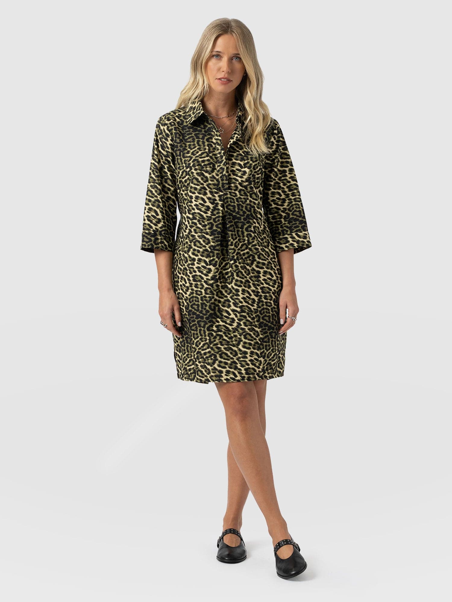 Stevie Shirt Dress - Green Leopard - Women's Dresses | Saint + Sofia® EU