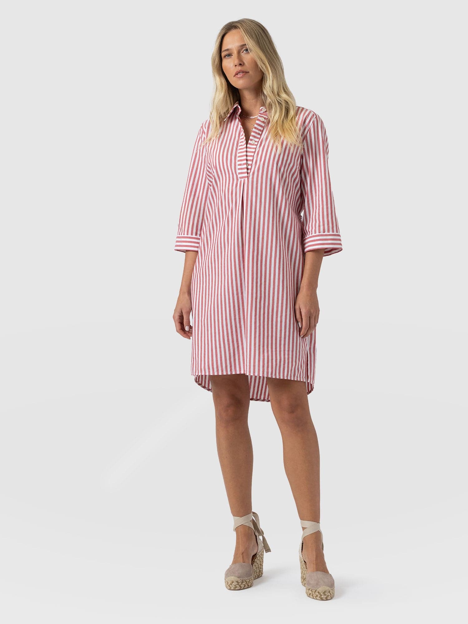 Stevie Shirt Dress - Red Stripe - Women's Dresses | Saint + Sofia® EU
