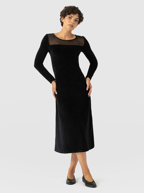 Storm Mesh Long Sleeve Dress - Black Velvet - Women's Dresses | Saint and Sofia® EU