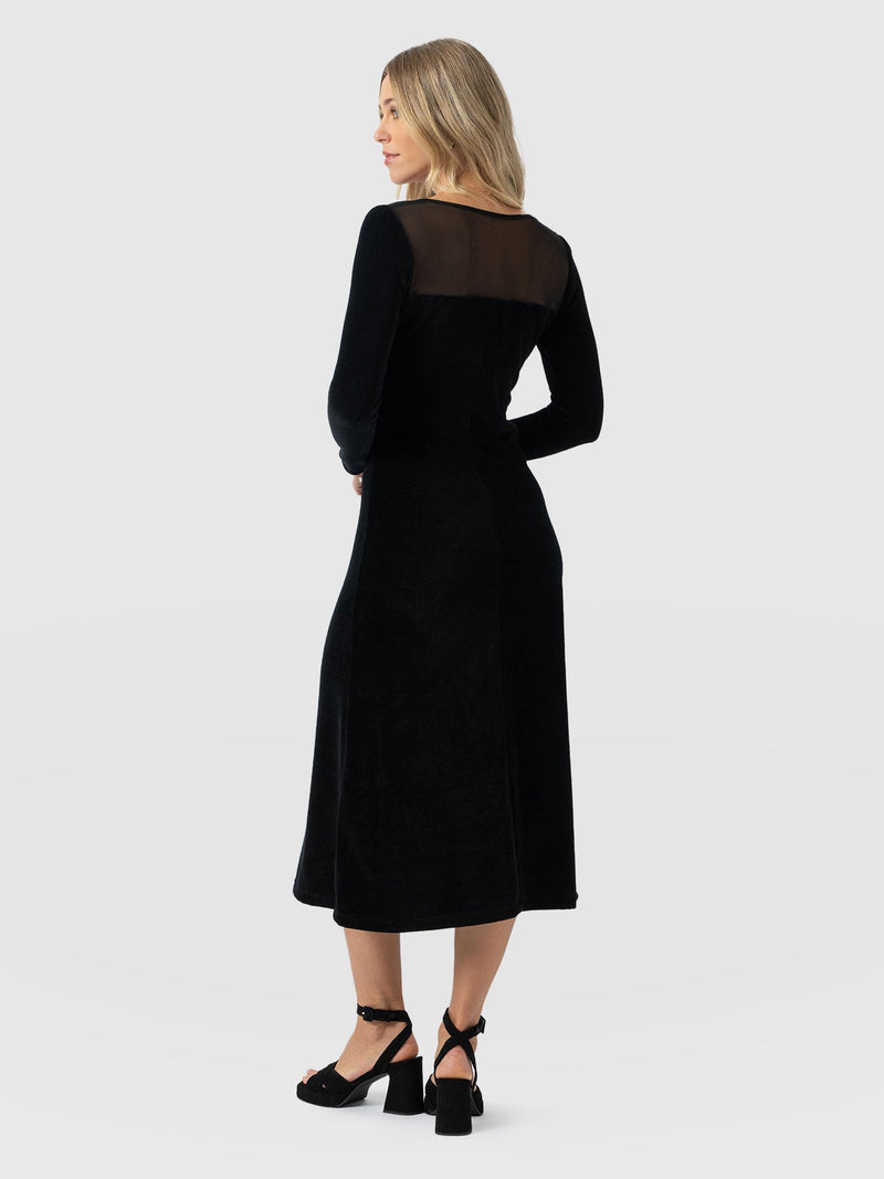 Storm Mesh Long Sleeve Dress - Black Velvet - Women's Dresses | Saint + Sofia® EU