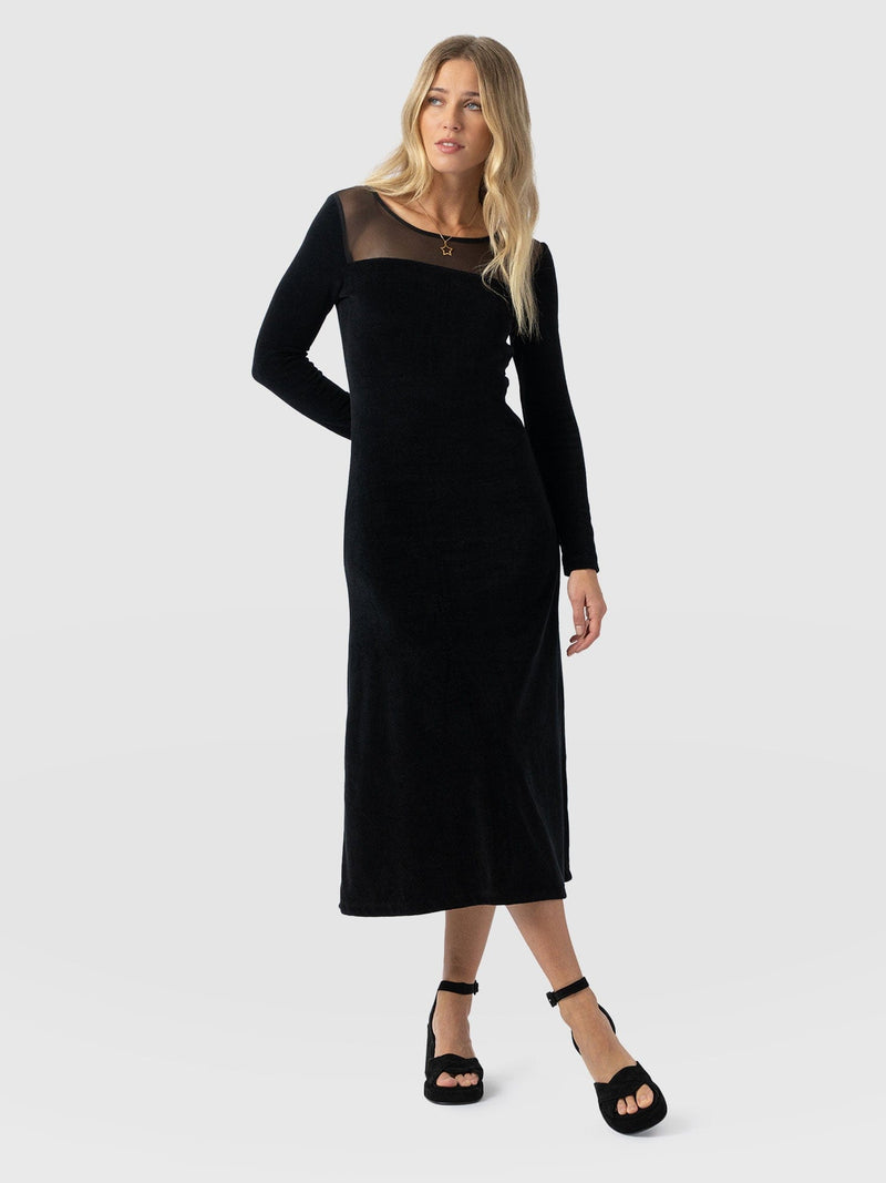 Storm Mesh Long Sleeve Dress - Black Velvet - Women's Dresses | Saint + Sofia® EU