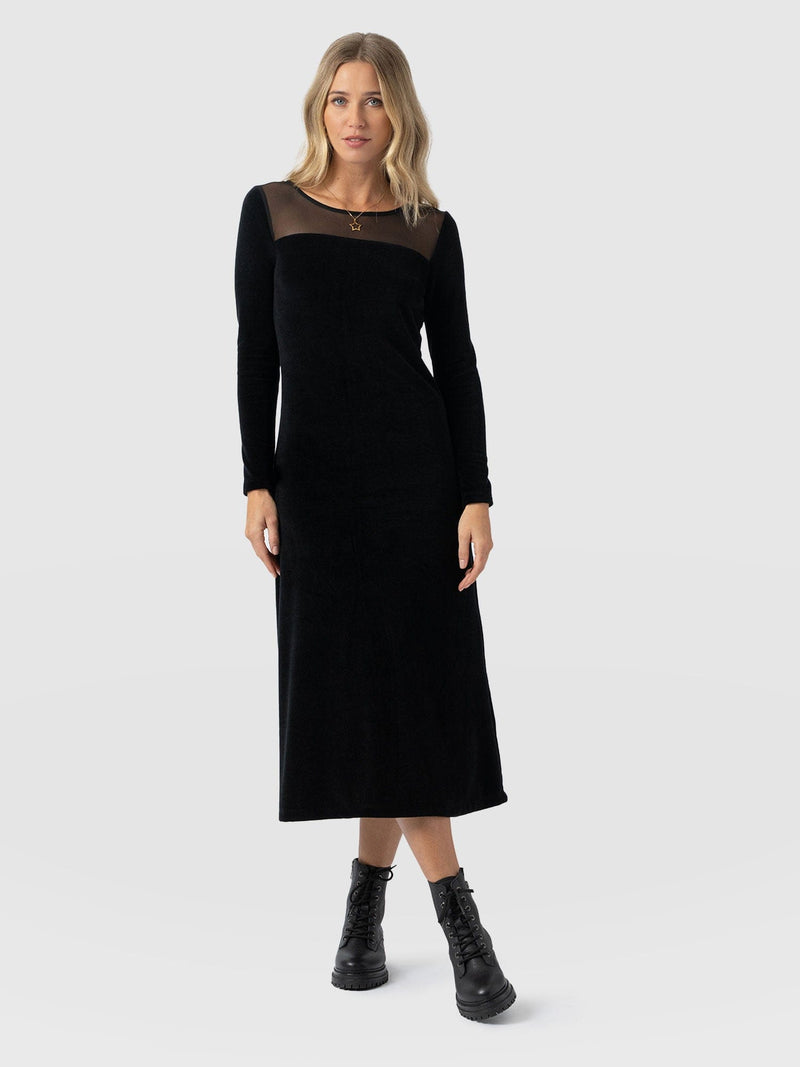 Storm Mesh Long Sleeve Dress - Black Velvet - Women's Dresses | Saint + Sofia® EU