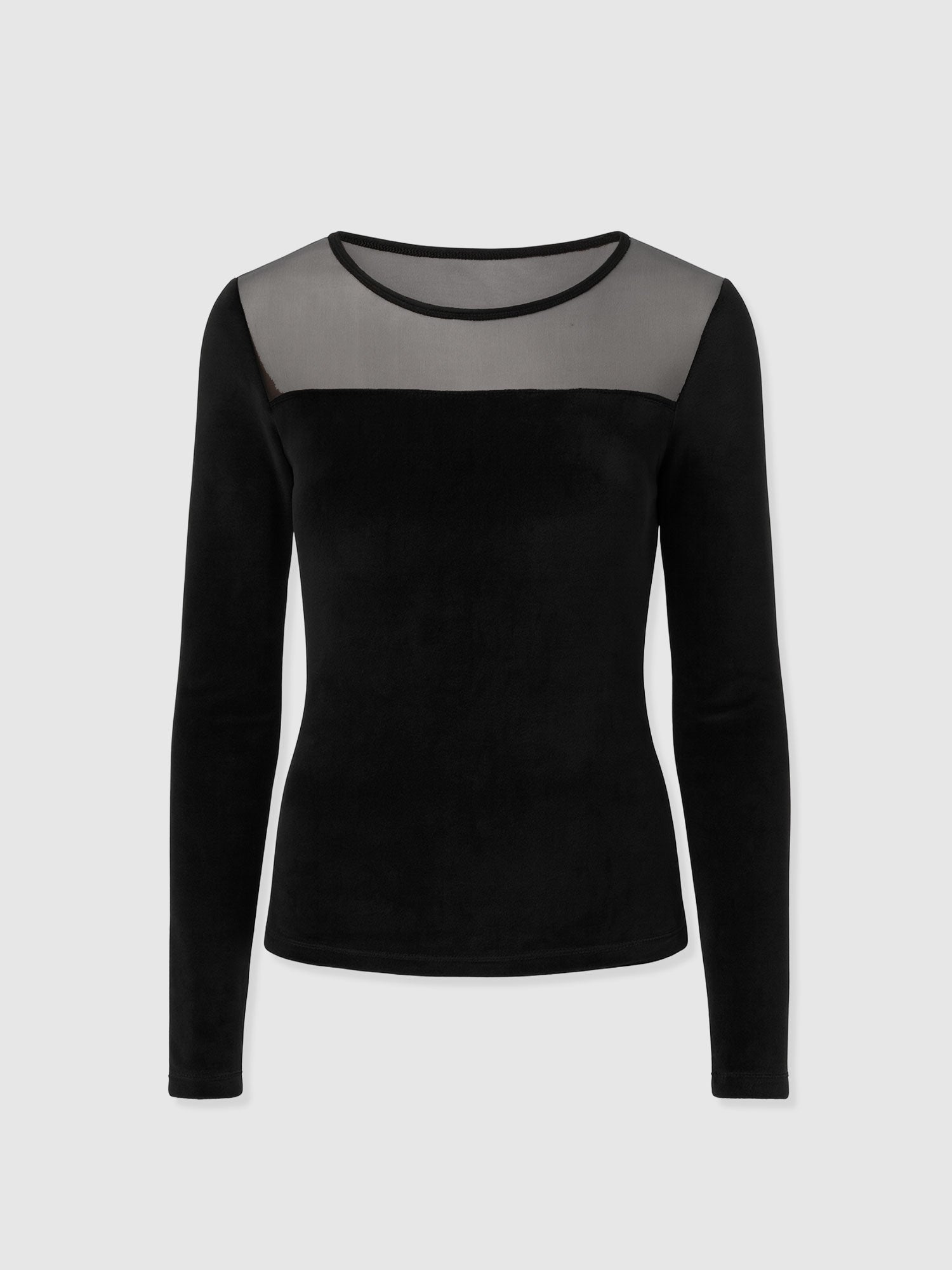 Storm Mesh Long Sleeve Tee - Black Velvet - Women's T-shirts | Saint + Sofia® EU