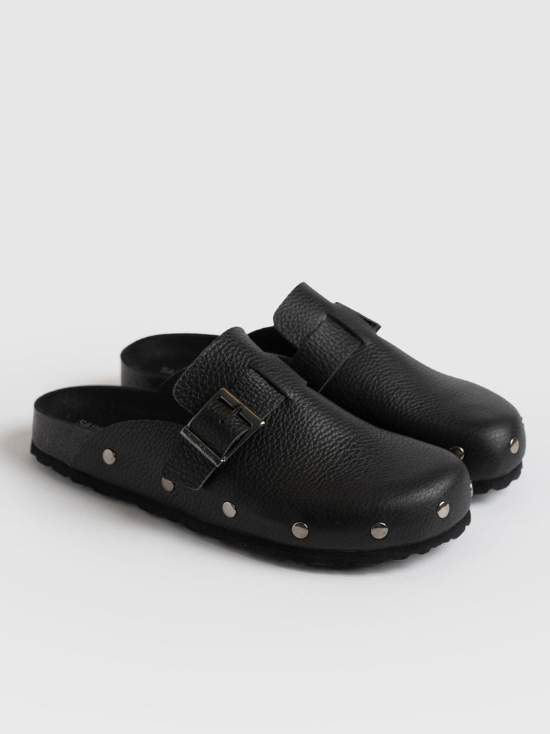 Studded Clogs Black - Women's Shoes | Saint + Sofia® UK