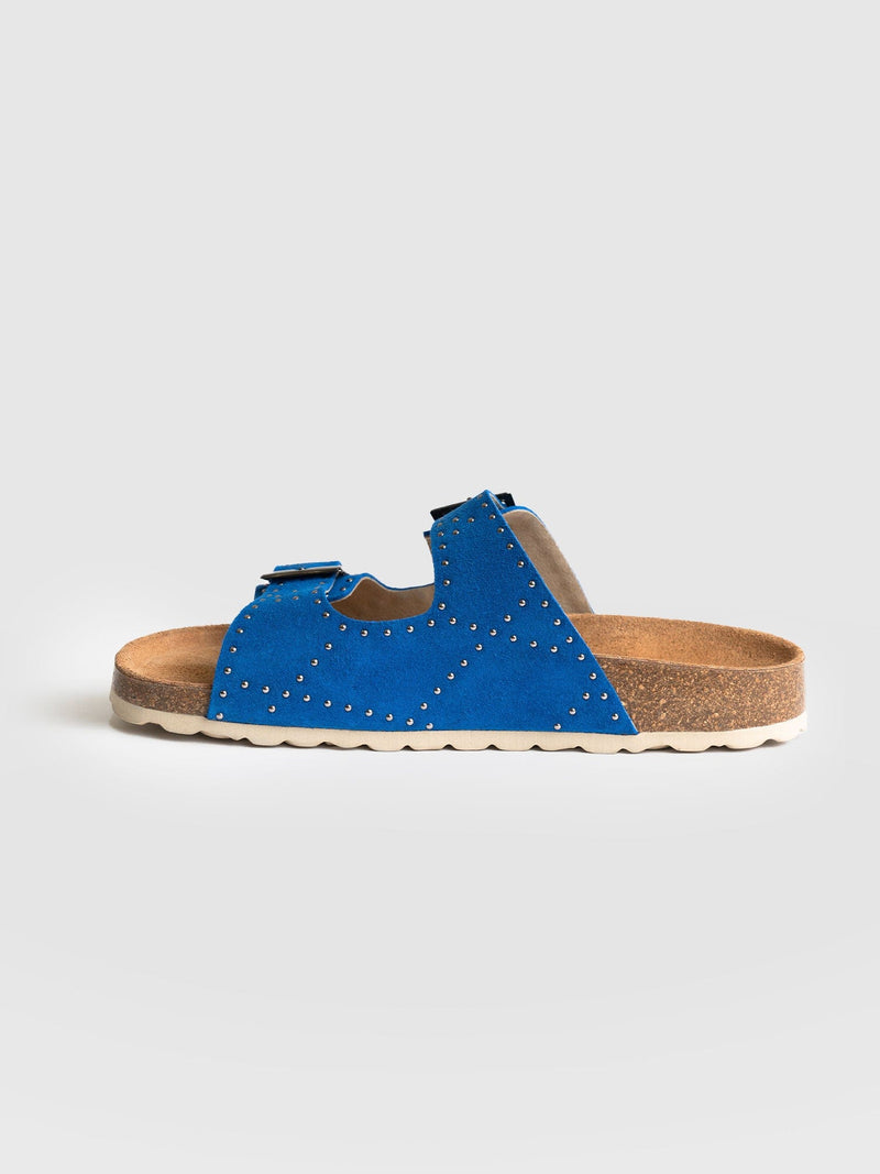 Studded Sutton Slides Blue - Women's Sandals | Saint + Sofia® UK