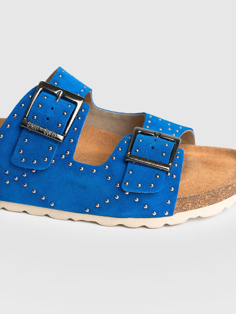 Studded Sutton Slides Blue - Women's Sandals | Saint + Sofia® UK