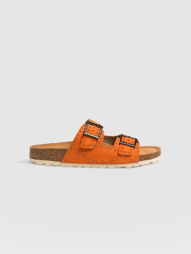 Studded Sutton Slides Orange - Women's Sandals | Saint + Sofia® EU