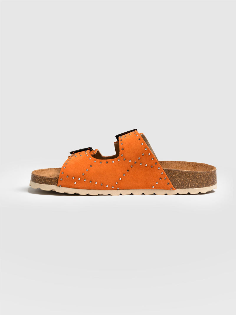 Studded Sutton Slides Orange - Women's Sandals | Saint + Sofia® EU