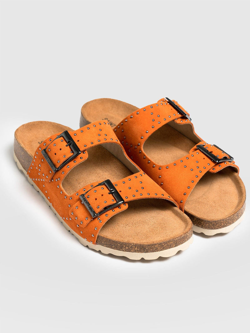 Studded Sutton Slides Orange - Women's Sandals | Saint + Sofia® EU