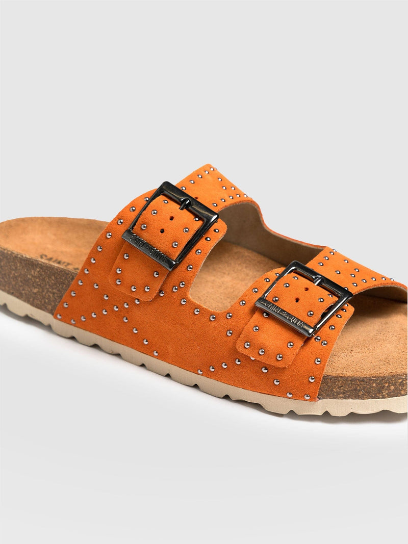 Studded Sutton Slides Orange - Women's Sandals | Saint + Sofia® EU