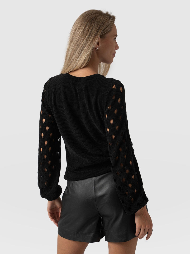 Suki Lace Hole Knit Black - Women's Knitwear | Saint + Sofia® EU