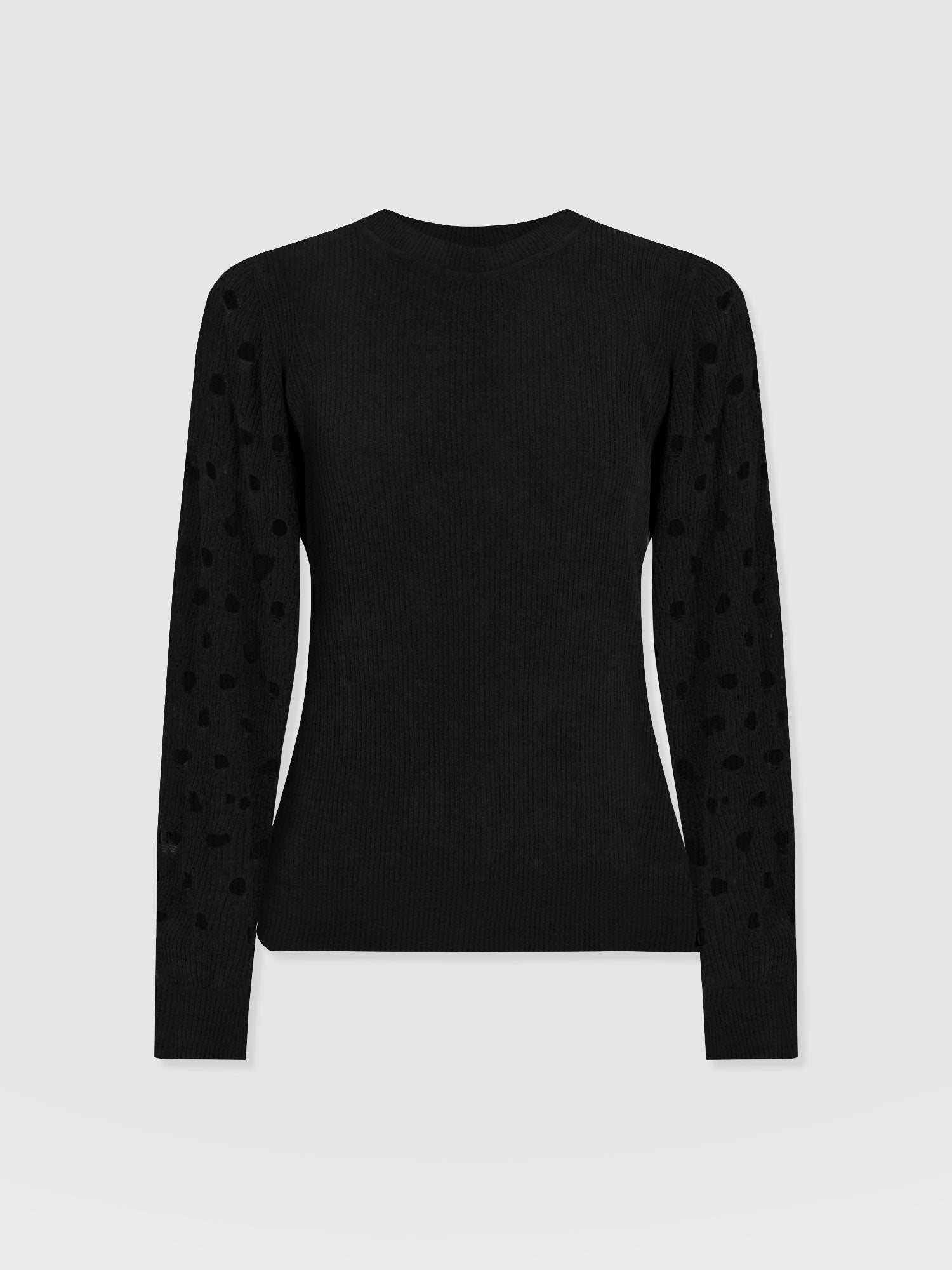 Suki Lace Hole Knit Black - Women's Knitwear | Saint + Sofia® EU