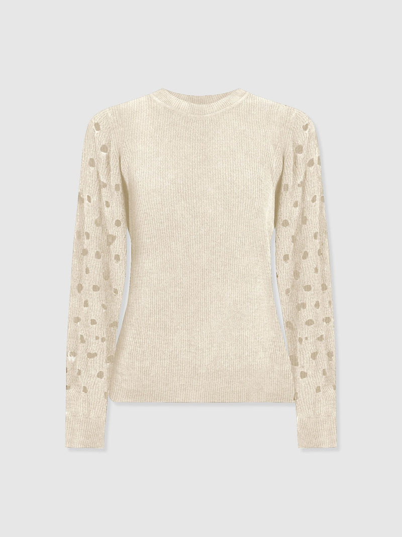 Suki Lace Hole Knit - Cream - Women's Jumpers | Saint + Sofia® EU