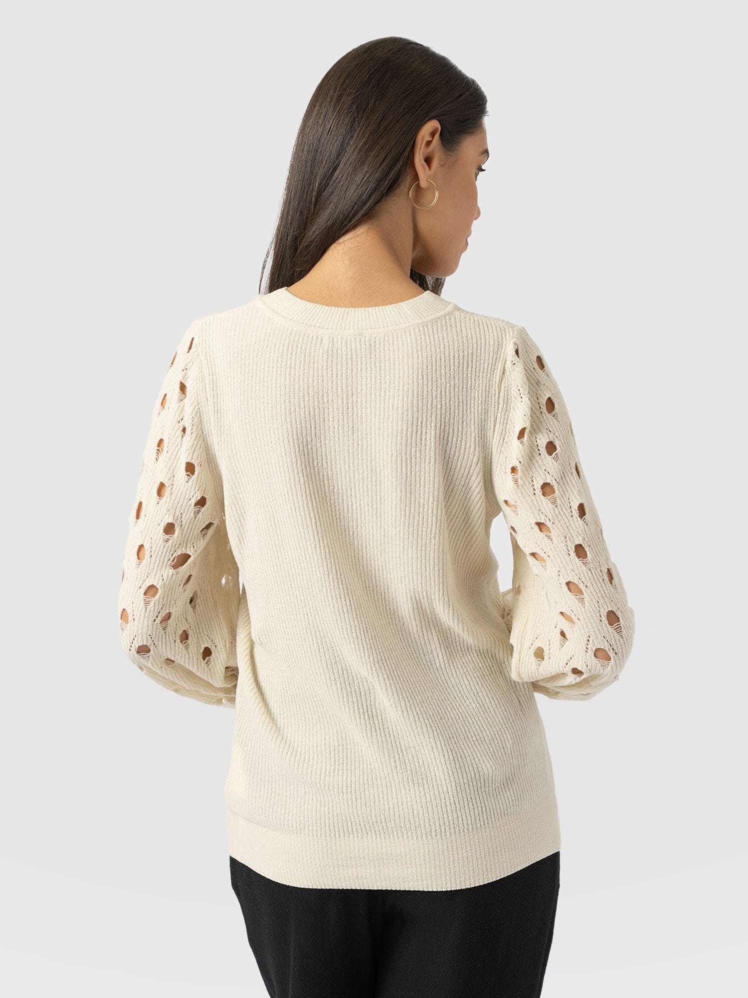 Suki Lace Hole Knit - Cream - Women's Jumpers | Saint + Sofia® EU