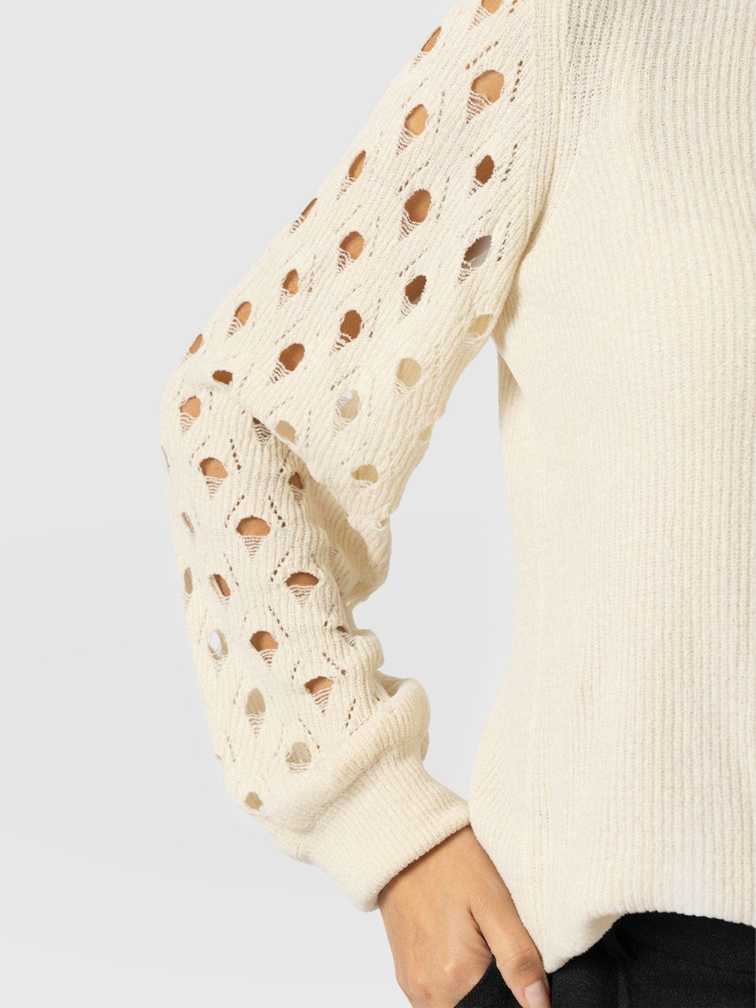 Suki Lace Hole Knit - Cream - Women's Jumpers | Saint + Sofia® EU