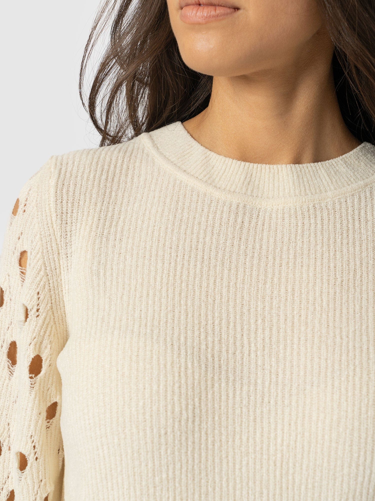 Suki Lace Hole Knit - Cream - Women's Jumpers | Saint + Sofia® EU