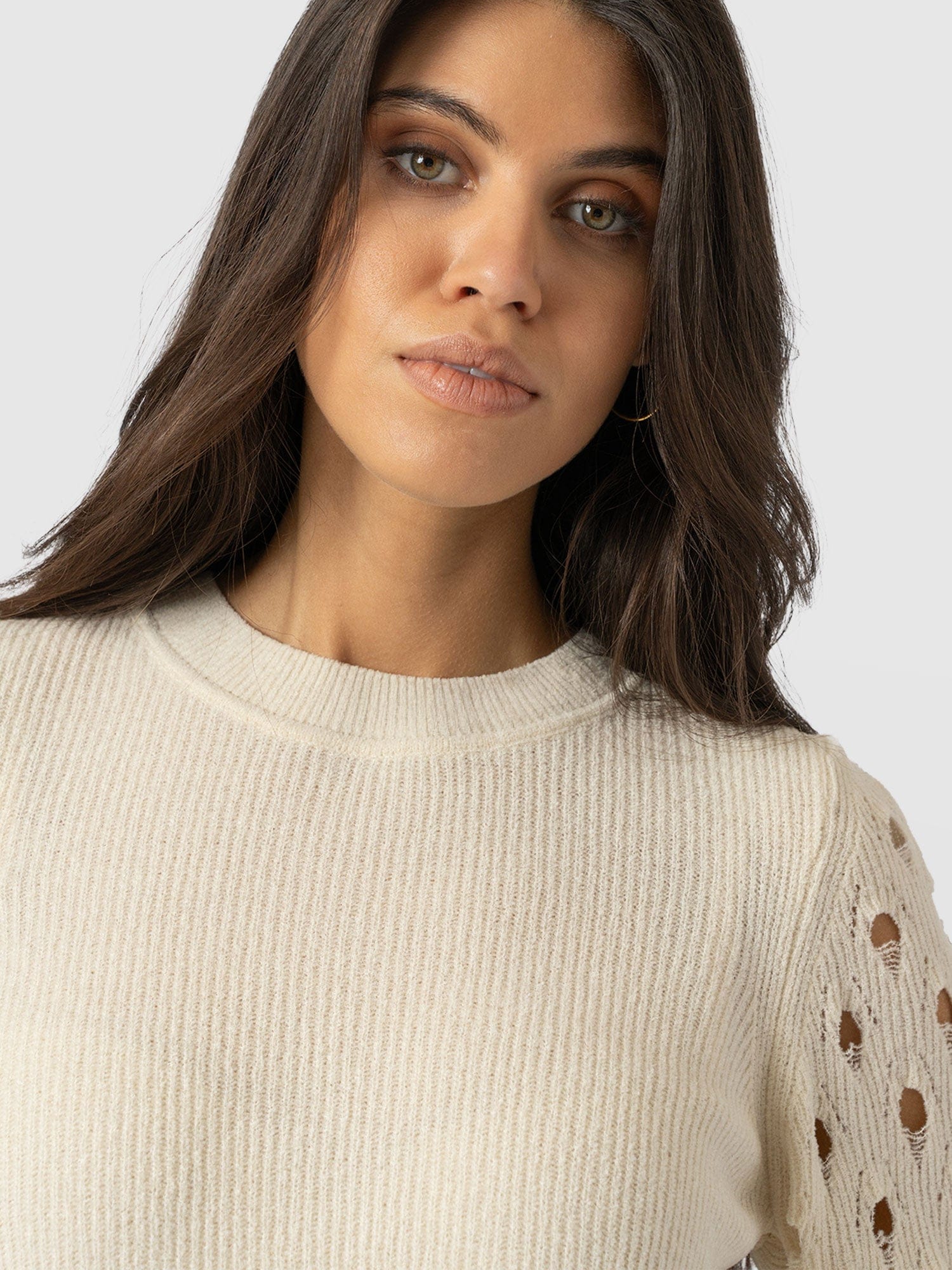 Suki Lace Hole Knit - Cream - Women's Jumpers | Saint + Sofia® EU