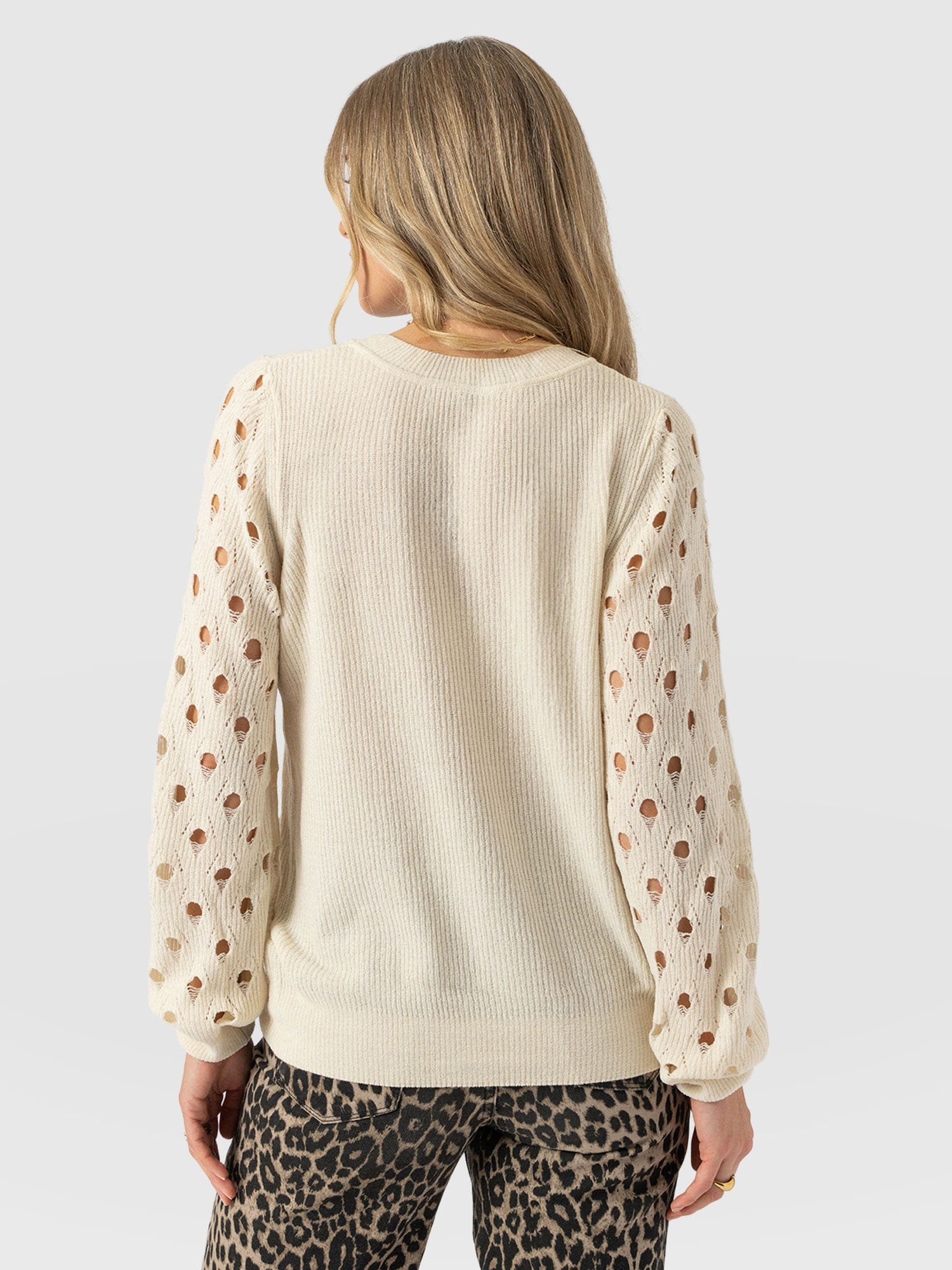 Suki Lace Hole Knit - Cream - Women's Jumpers | Saint + Sofia® EU