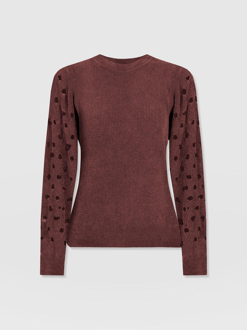 Suki Lace Hole Knit - Mauve - Women's Jumpers | Saint + Sofia® EU
